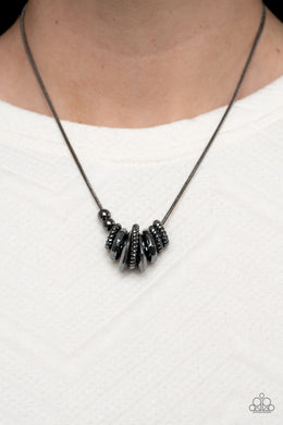 Mechanical Mischief - Black Gunmetal Necklace Paparazzi Accessories