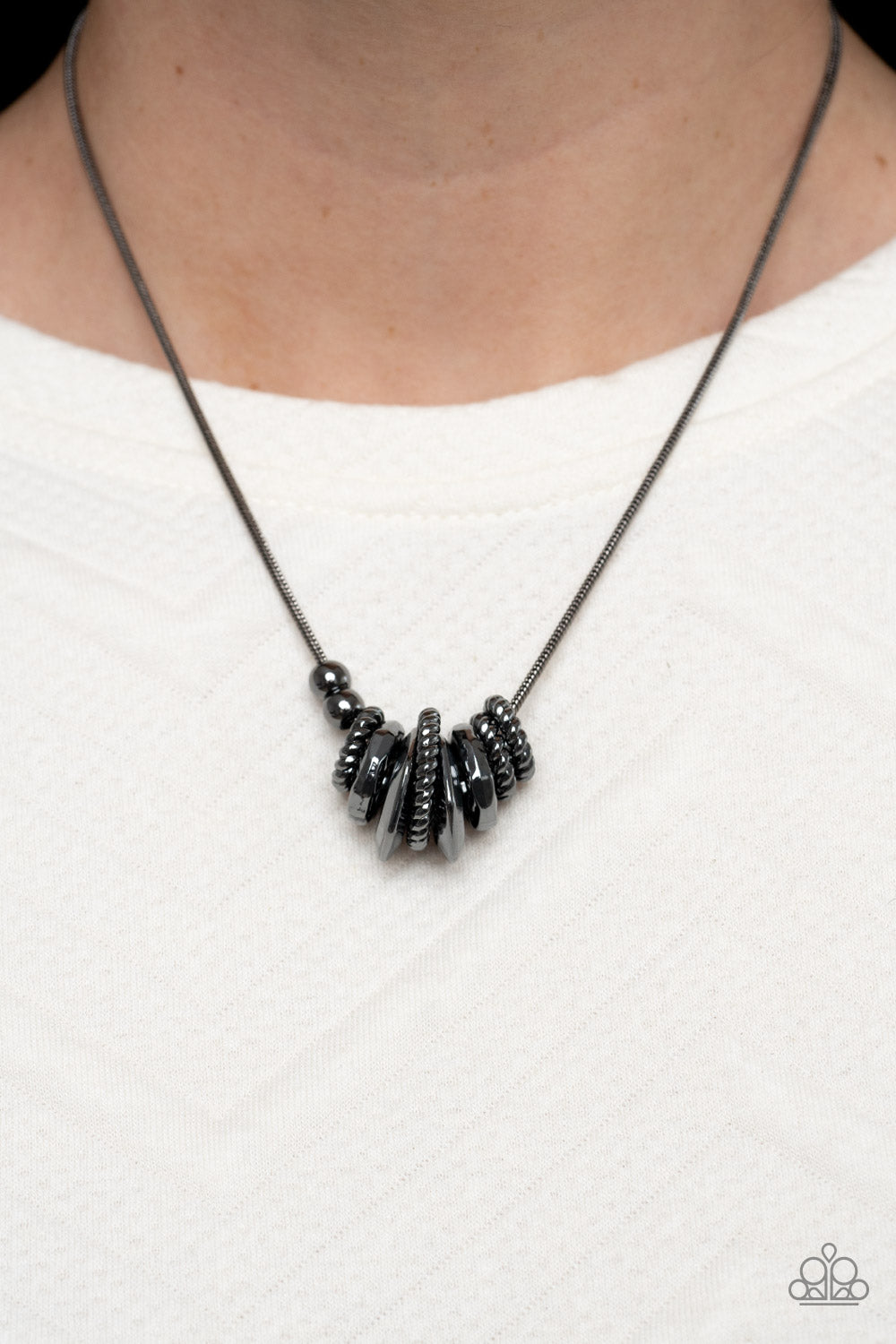 Mechanical Mischief - Black Gunmetal Necklace Paparazzi Accessories