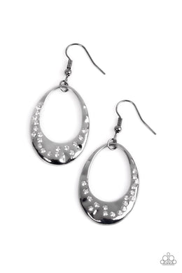 Classic Keepsake - Black Gunmetal Rhinestone Earrings Paparazzi Accessories