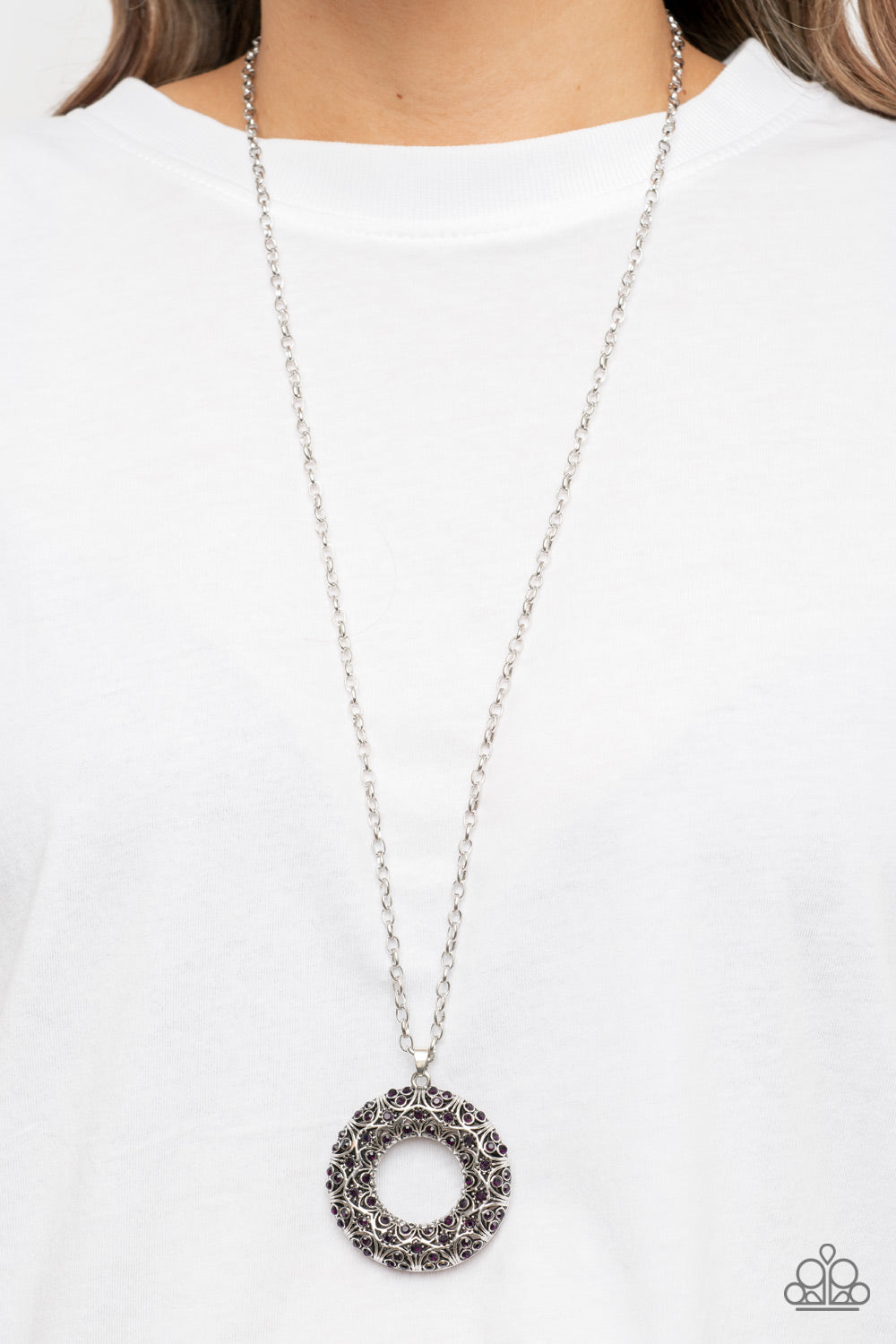 Wintry Wreath - Purple Rhinestone Necklace Paparazzi Accessories