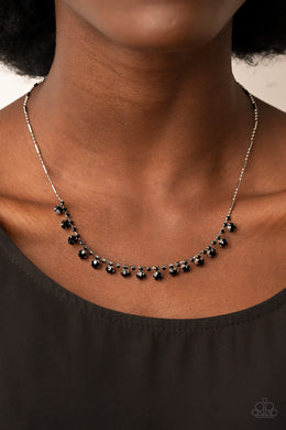 Cue the Mic Drop - Black Rhinestone Necklace Paparazzi Accessories