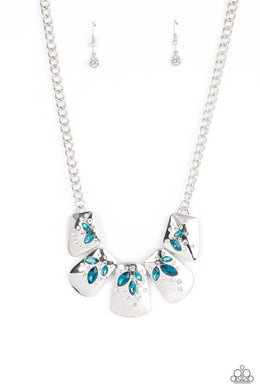 Jubilee Jingle - Blue Rhinestone Necklace Paparazzi Accessories