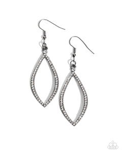 fishhook,Gunmetal,rhinestones,Twinkly Treat - Black Gunmetal Rhinestone Earrings