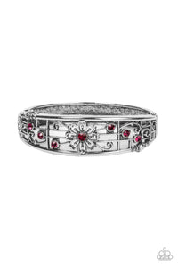 floral,hinge,pink,rhinestones,Prairie Musical - Pink Rhinestone Hinge Bracelet