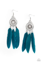Load image into Gallery viewer, Pretty in PLUMES - Blue Feather Earrings Paparazzi Accessories