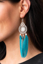 Load image into Gallery viewer, Pretty in PLUMES - Blue Feather Earrings Paparazzi Accessories