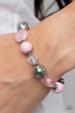 Pretty Persuasion - Pink Floral Stretchy Bracelet Paparazzi Accessories