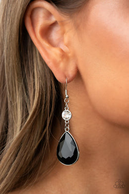 Smile for the Camera - Black Rhinestone Earrings Paparazzi Accessories
