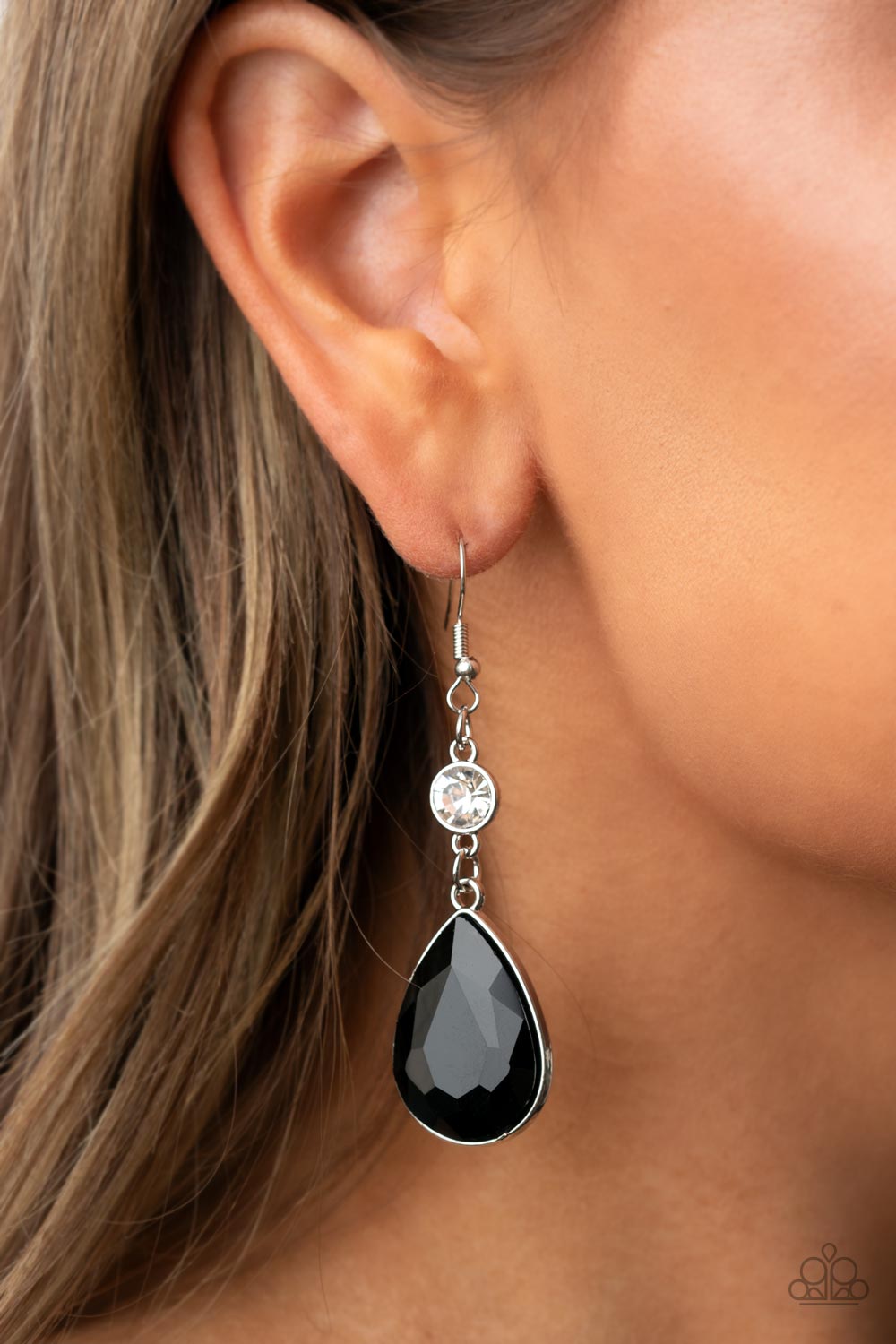 Smile for the Camera - Black Rhinestone Earrings Paparazzi Accessories
