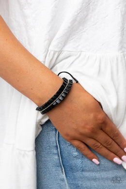 Hard to PLEATS - Black Urban Bracelet Paparazzi Acessories