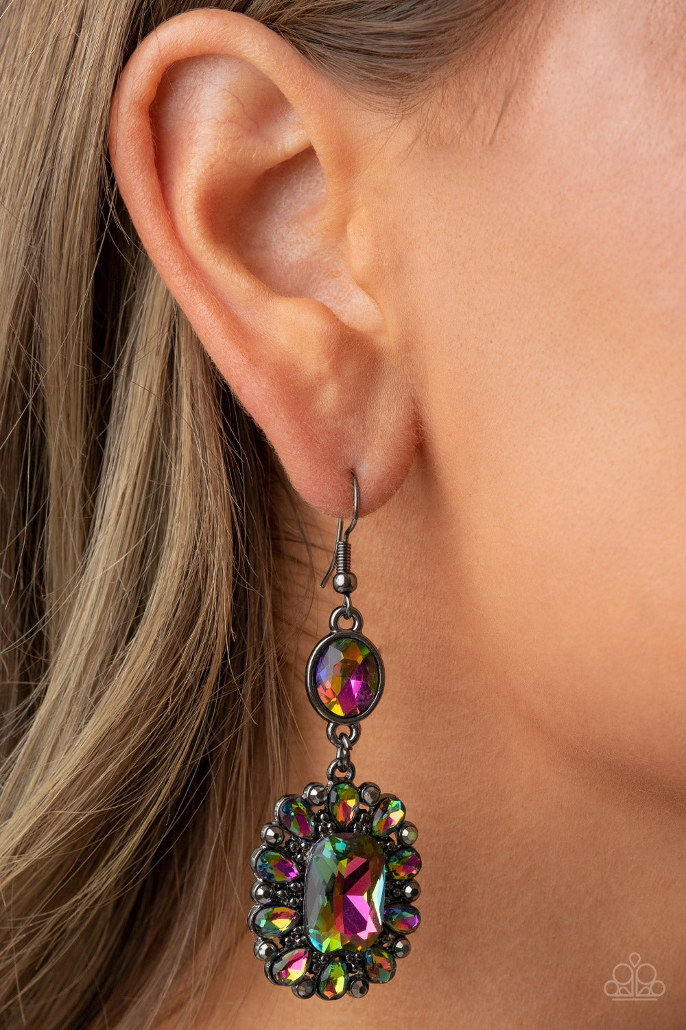 Capriciously Cosmopolitan - Multi Oil Spill Rhinestone Earrings Paparazzi Accessories