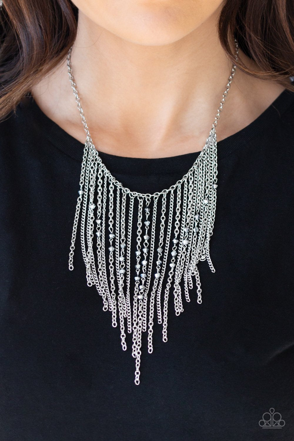 First Class Fringe Silver Necklace Paparazzi Accessories