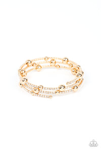 coil,gold,rhinestones,Spontaneous Shimmer - Gold Coil Bracelet