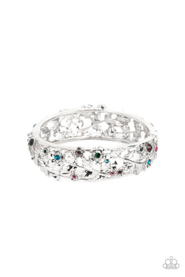 Ripe for the Picking - Multi Floral Rhinestone Hinge Bracelet Paparazzi Accessories