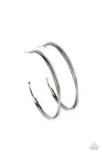 Load image into Gallery viewer, Monochromatic Curves - Black Gunmetal Hoop Earrings Paparazzi Accessories
