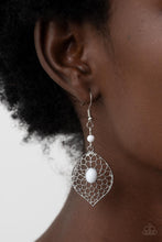 Load image into Gallery viewer, Perky Perennial - White Earrings Paparazzi Accessories