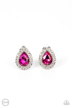Load image into Gallery viewer, Haute Happy Hour - Pink Rhinestone Clip-On Earrings Paparazzi Accessories