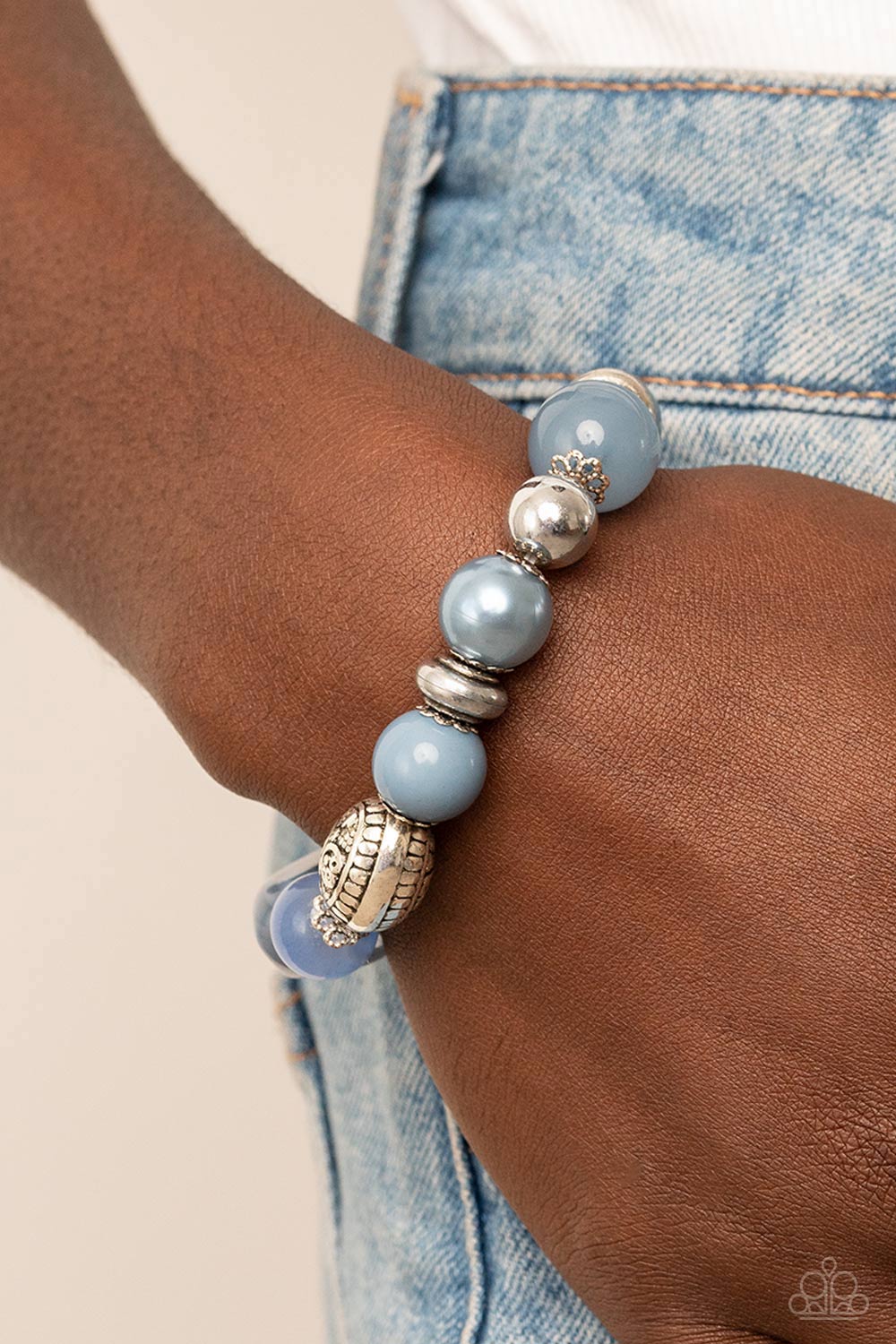 Tonal Takeover - Blue Stretchy Bracelet Paparazzi Accessories