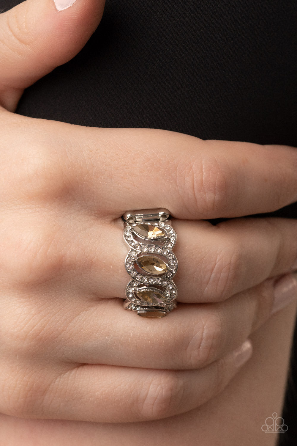 Staggering Sparkle - Brown Rhinestone Ring Paparazzi Accessories