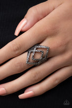 Load image into Gallery viewer, Diamond Duet - Silver Hematite Rhinestone Ring Paparazzi Accessories