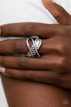 Load image into Gallery viewer, Triple Threat Twinkle - Black Gunmetal Rhinestone Ring Paparazzi Accessories