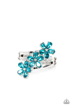 Load image into Gallery viewer, Posh Petals - Blue Rhinestone Floral Ring Paparazzi Accessories