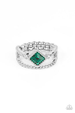 Angling for Attention - Green Rhinestone Ring Paparazzi Accessories