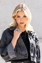 Load image into Gallery viewer, Daringly Deco - Black Rhinestone Ring Paparazzi Accessories