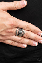 Load image into Gallery viewer, Jazzy Jewels - Silver Hematite Rhinestone Ring Paparazzi Accessories