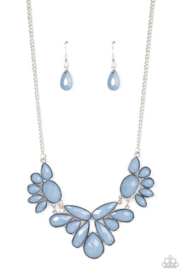 A Passing FAN-cy - Blue Floral Necklace Paparazzi Accessories