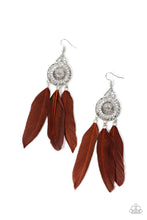 Load image into Gallery viewer, Pretty in PLUMES - Brown Feather Earrings Paparazzi Accessories