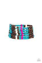 Load image into Gallery viewer, Dive into Maldives - Blue Wooden Stretchy Bracelet Paparazzi Accessories
