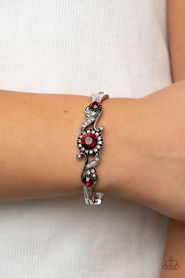 Expert Elegance - Red Rhinestone Hinge Bracelet Paparazzi Accessories