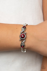 hinge,red,rhinestones,Expert Elegance - Red Rhinestone Hinge Bracelet