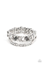 Load image into Gallery viewer, Fractal Fascination - Silver Rhinestone Ring Paparazzi Accessories