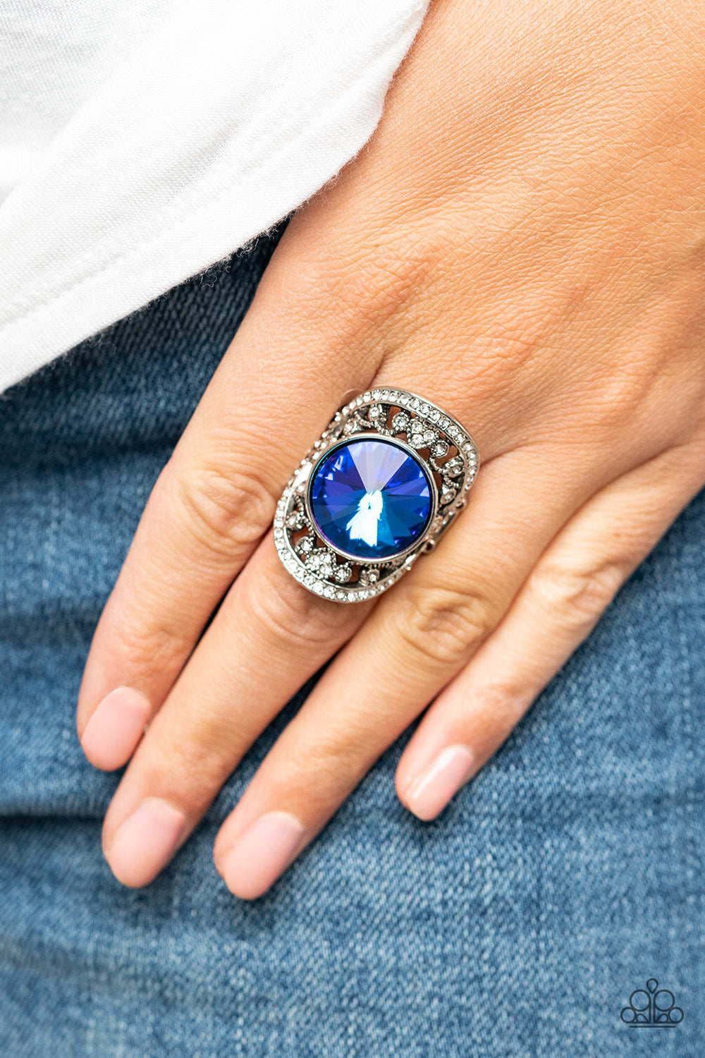 Galactic Garden - Blue Oil Spill Rhinestone Ring Paparazzi Accessories