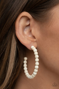 crackle stone,hoops,white,Rural Retrograde - White Stone Hoop Earrings