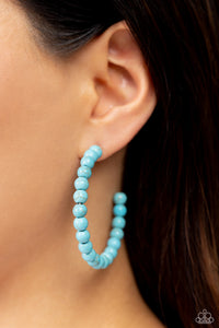 blue,crackle stone,hoops,turquoise,Rural Retrograde - Blue Turquoise Hoop Earrings