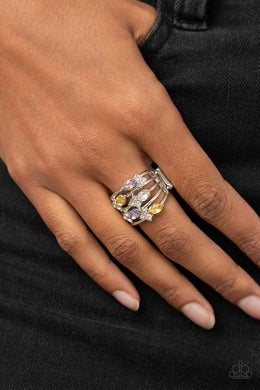Ethereal Escapade - Yellow Iridescent Rhinestone Ring Paparazzi Accessories