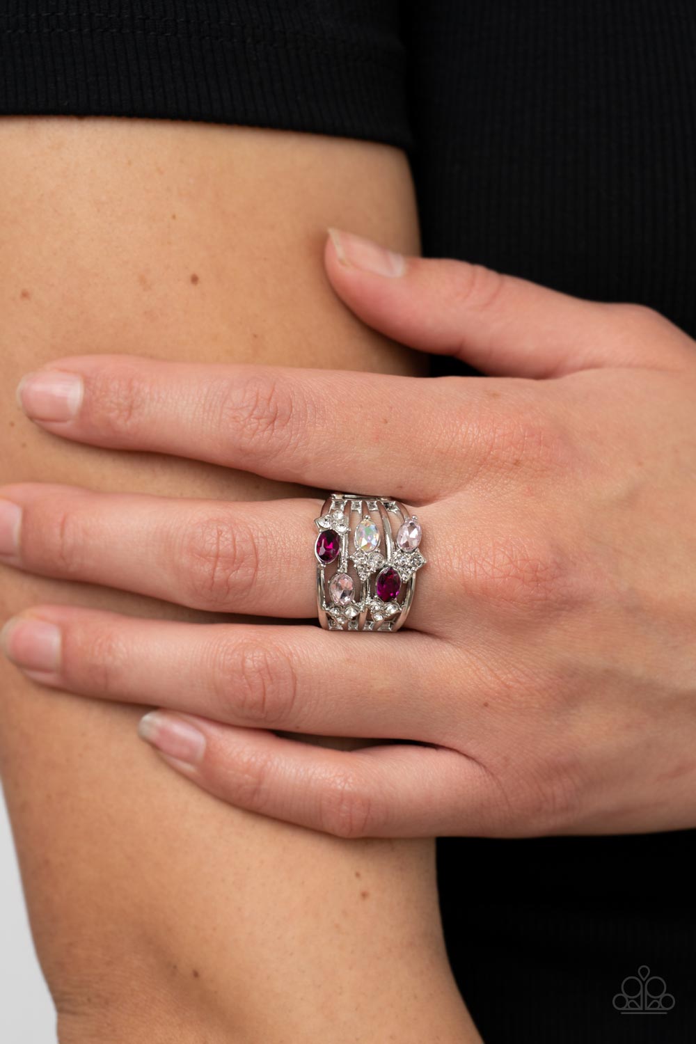 Ethereal Escapade - Pink Rhinestone Ring Paparazzi Accessories