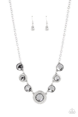 Extravagant Extravaganza - Silver Rhinestone Necklace Paparazzi Accessories