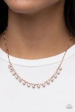 Load image into Gallery viewer, Cue the Mic Drop - Copper Rhinestone Necklace Paparazzi Accessories