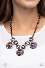 Load image into Gallery viewer, Hypnotized - Multi Oil Spill Rhinestone Gunmetal Necklace Paparazzi Accessories