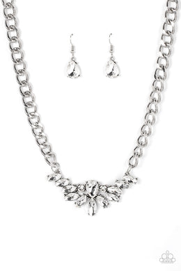 Come at Me - White Rhinestone Necklace Paparazzi Accessories