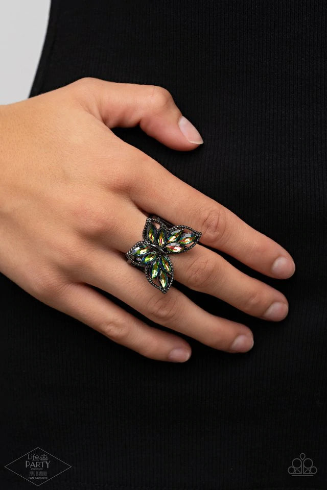 Fluttering Fashionista Multi Oil Spill Gunmetal Ring Paparazzi Accessories