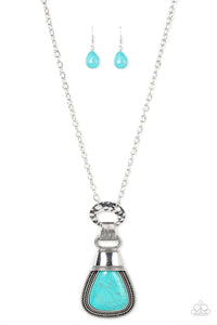 blue,crackle stone,long necklace,turquoise,Rodeo Royale - Blue Stone Necklace