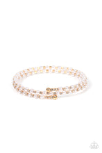 Load image into Gallery viewer, Regal Wraparound - Gold Pearl and Rhinestone Coil Bracelet Paparazzi Accessories