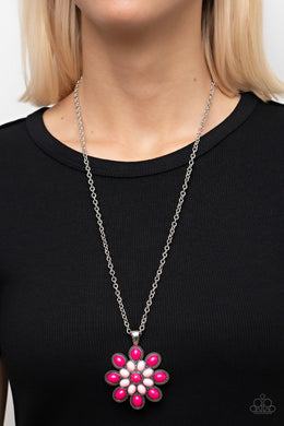 In the MEADOW of Nowhere - Pink Floral Necklace Paparazzi Accessories