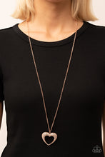 Load image into Gallery viewer, Cupid Charisma - Copper Heart Rhinestone Necklace Paparazzi Accessories