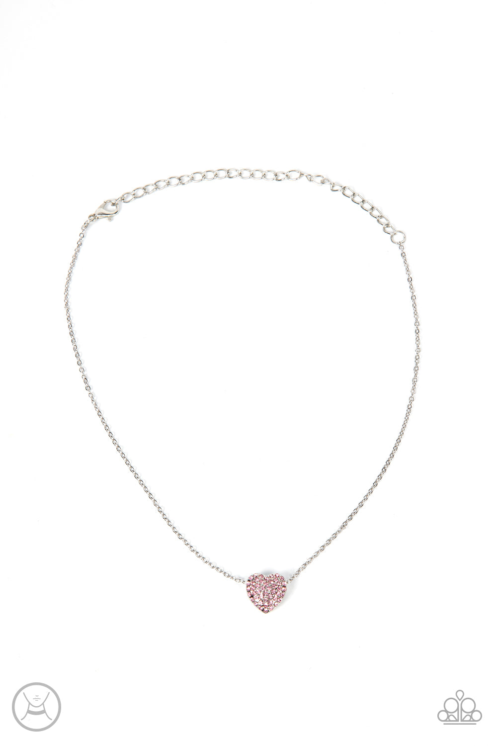 Twitterpated Twinkle - Pink Rhinestone Heart Choker Necklace Paparazzi Accessories